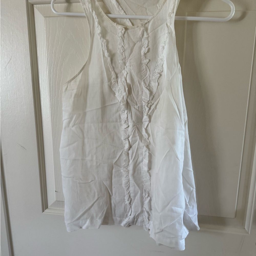 Rebecca Minkoff White Ruffled Sleeveless Tank Top